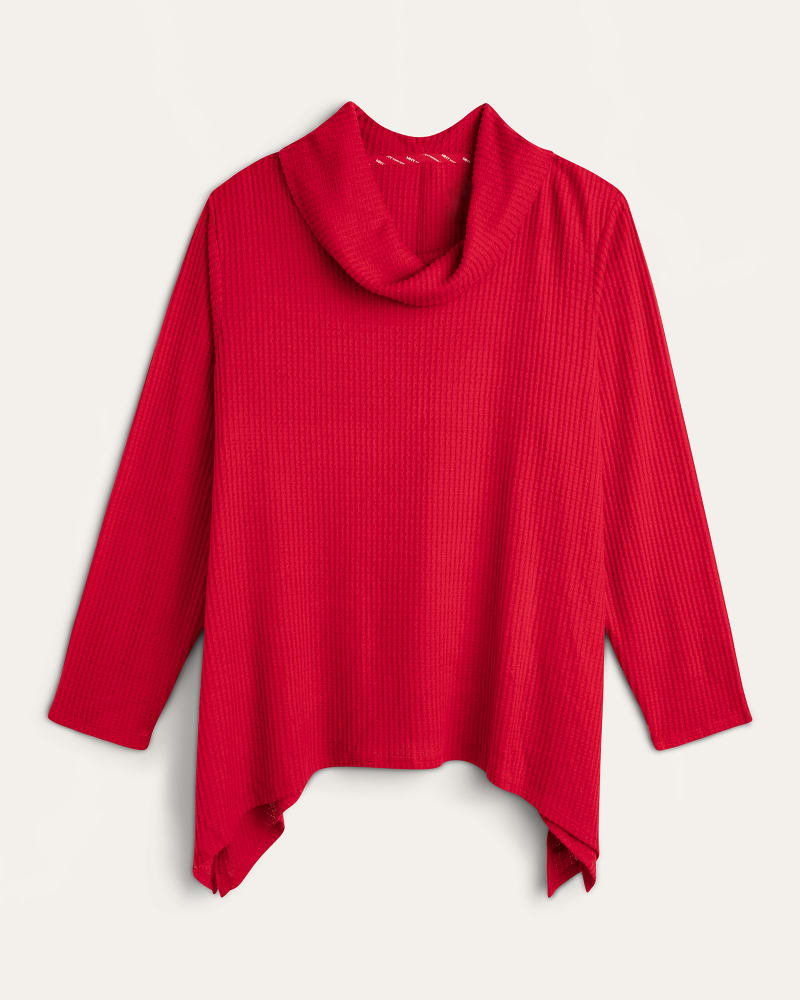 Front of plus size Eliana Funnel-Neck Asymmetrical Sweater by Marc NY | Dia&Co | dia_product_style_image_id:176082